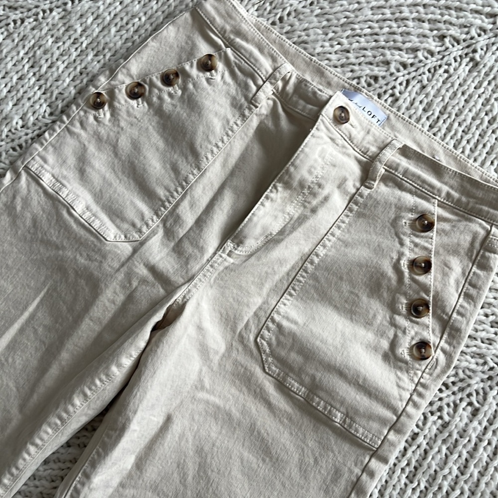 LOFT Cream The Wide Leg Jeans Raw Hems 28 6 Worn Once